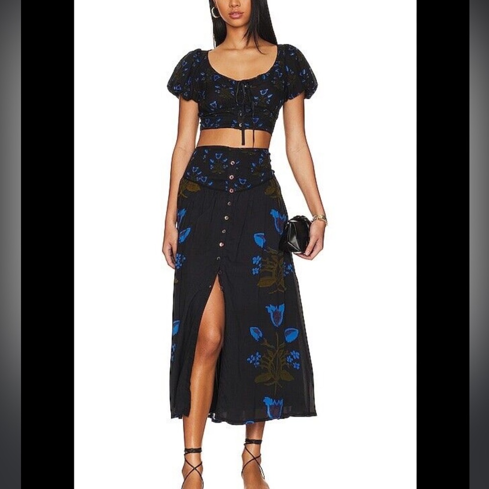 Free People Easy to Love Two Piece Skirt & Top Set NWOT